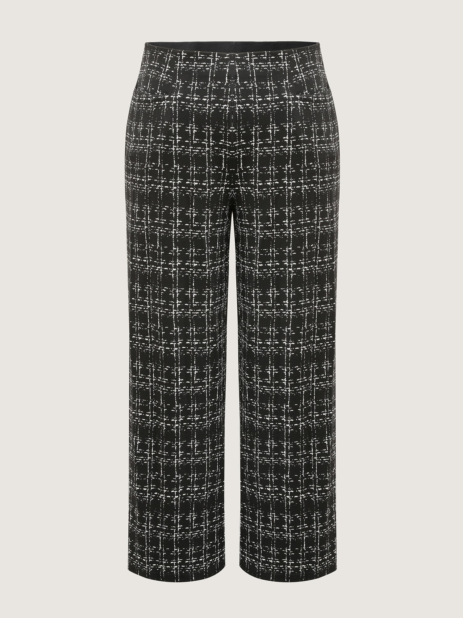 Tweed Texture Wide-Leg Pants