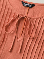 Cotton Toothpick Pleat Plain Midi Dress