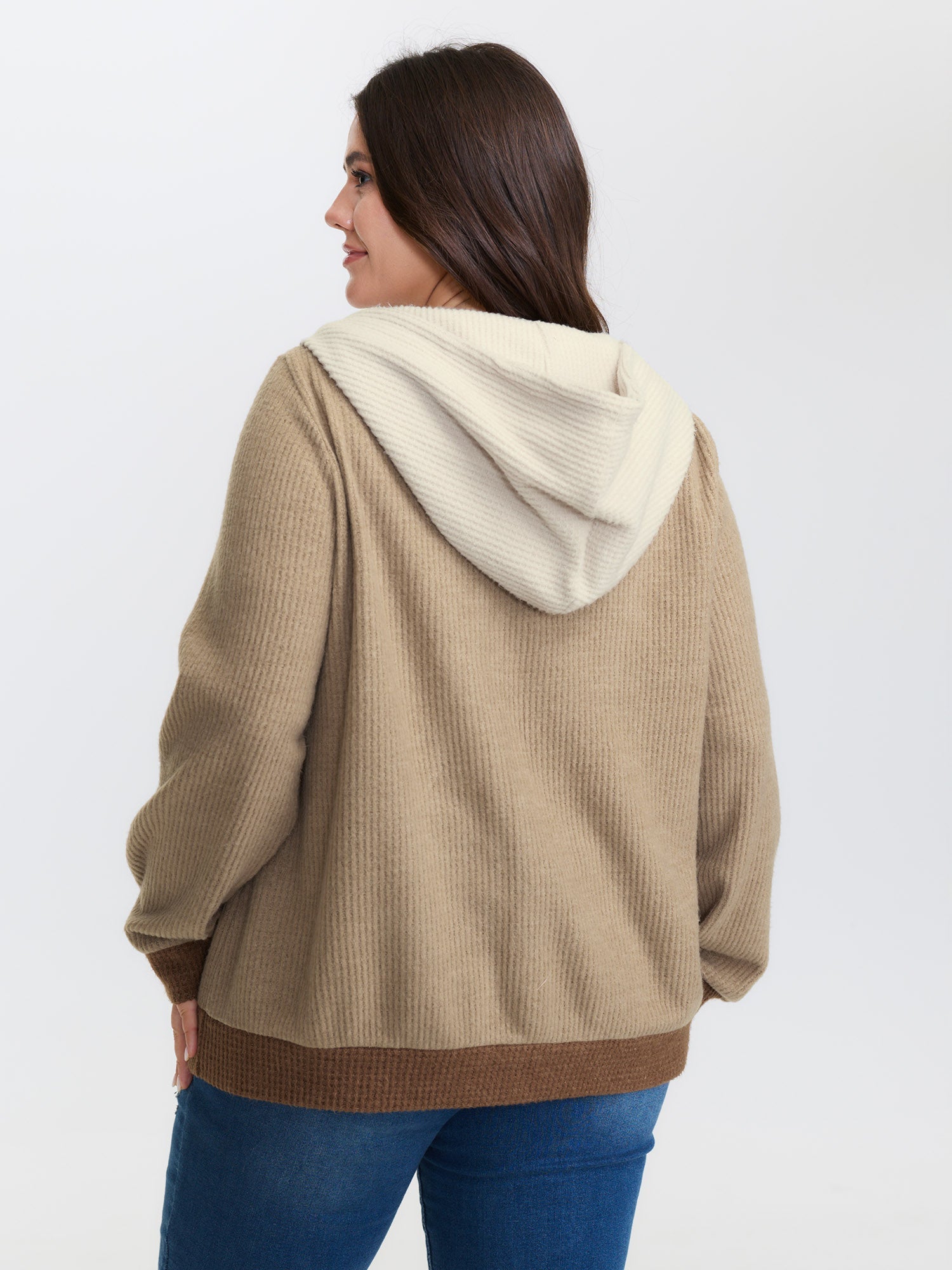 Hooded Colorblock Zipper Jacket