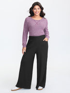 Stretchy Cable Knit Wide Leg Pants