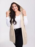 Twisted Hooded Sleeveless Knit Cardigan