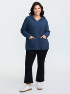 Cableknit Zipper Hooded Knit Cardigan