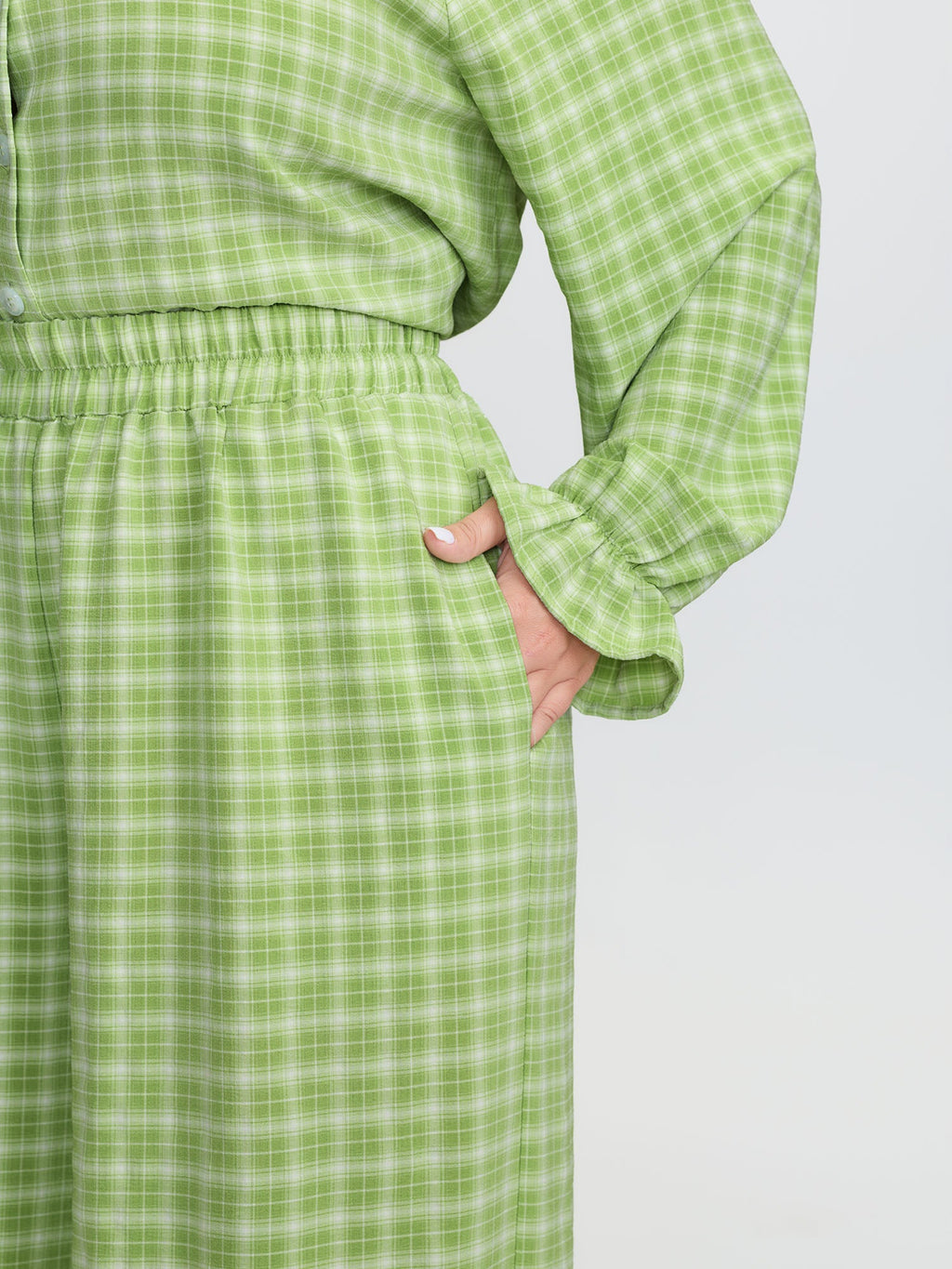 Gingham Ruffled Hem Loungewear Set