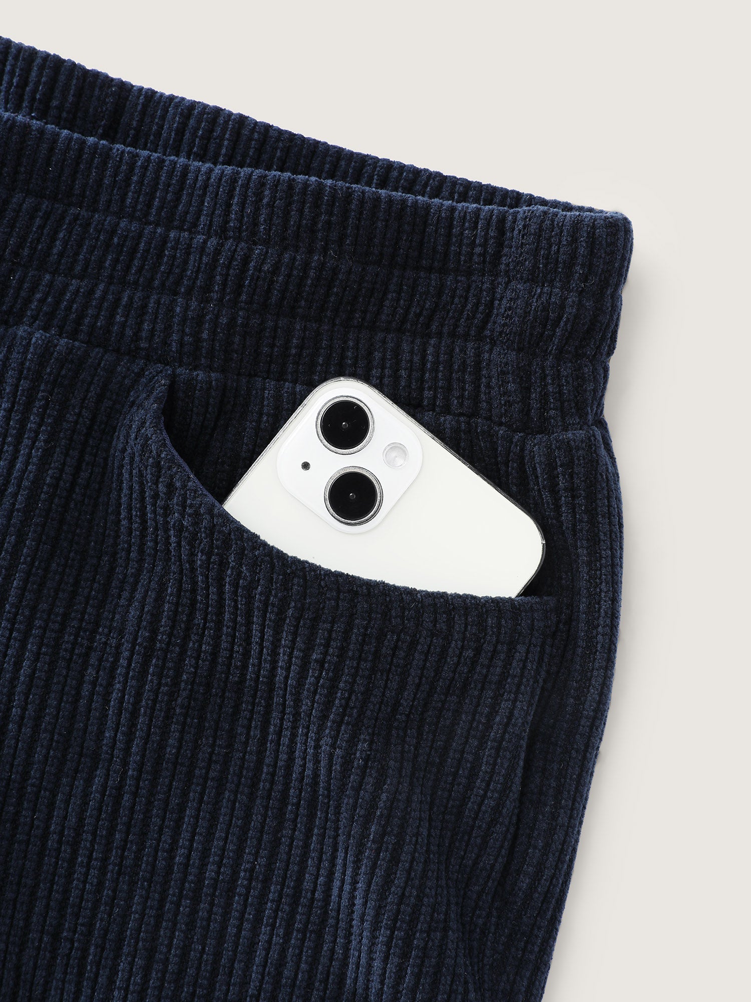 Stretchy Textured Slit Hem Zipper Detail Pants