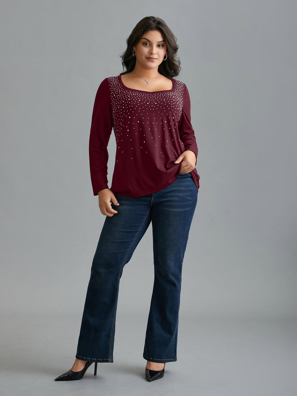 Sequin Stretchy Long Sleeve T-shirt