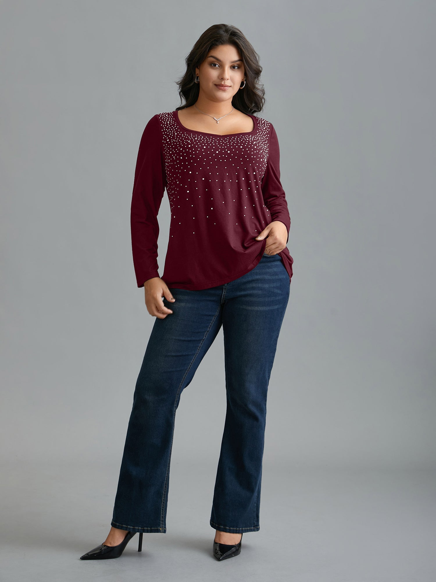 Sequin Stretchy Long Sleeve T-shirt