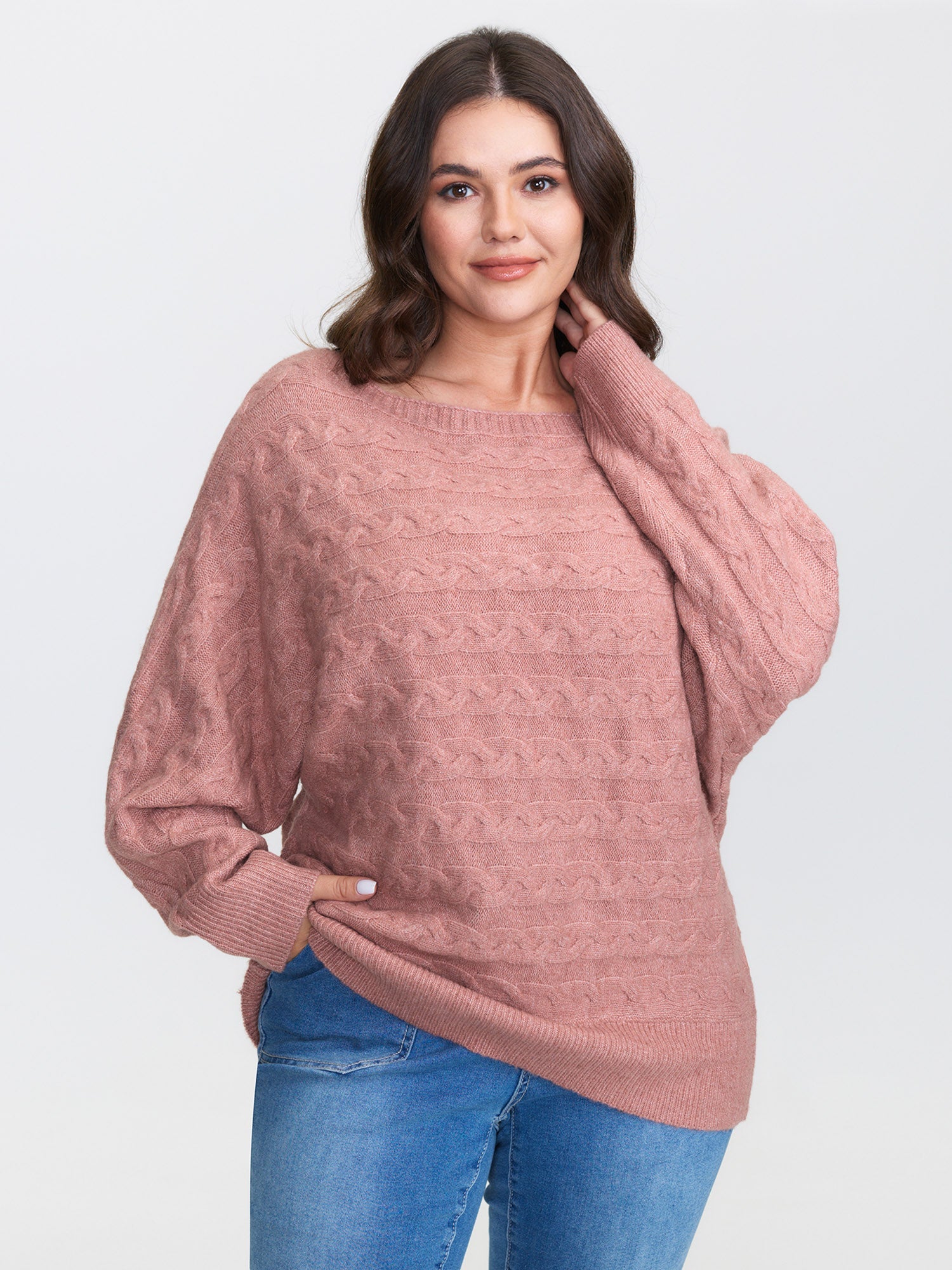 Braided Texture Dolman Sleeve Pullover