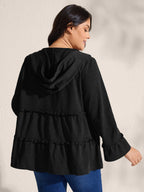 Tiered Ruffled Edges Pockets Jacket