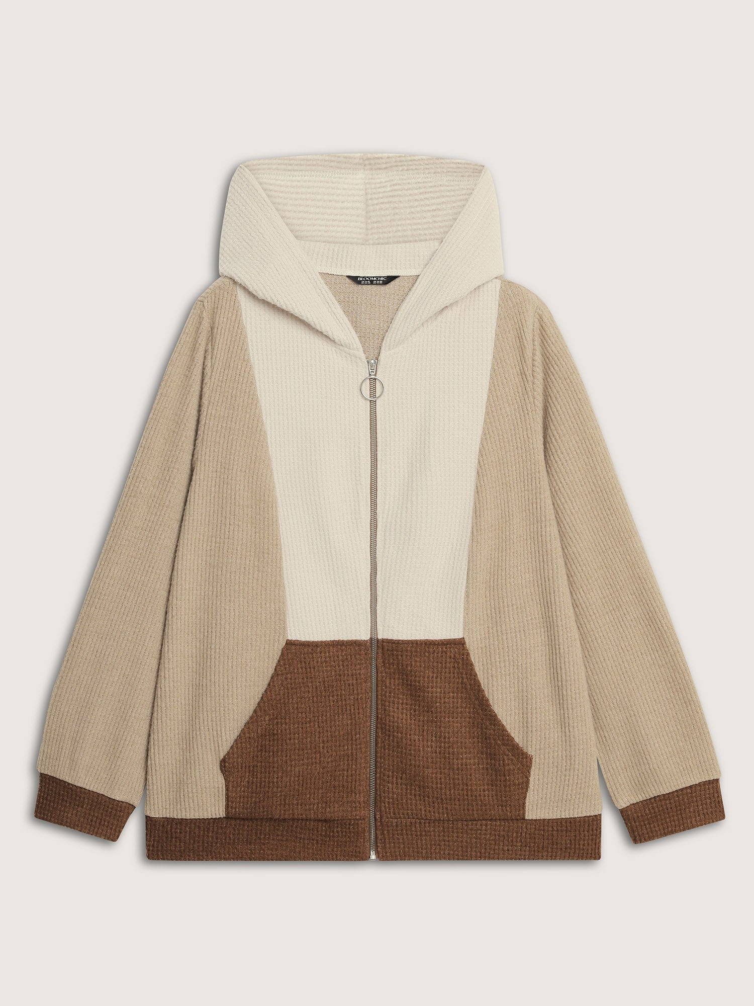 Hooded Colorblock Zipper Jacket