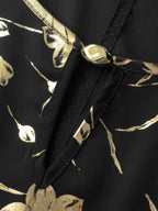 Gold Stamp Shirred Back-Waist Maxi Dress