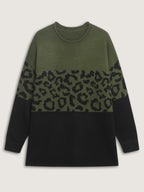 Leopard Print Color Contrast Pullover