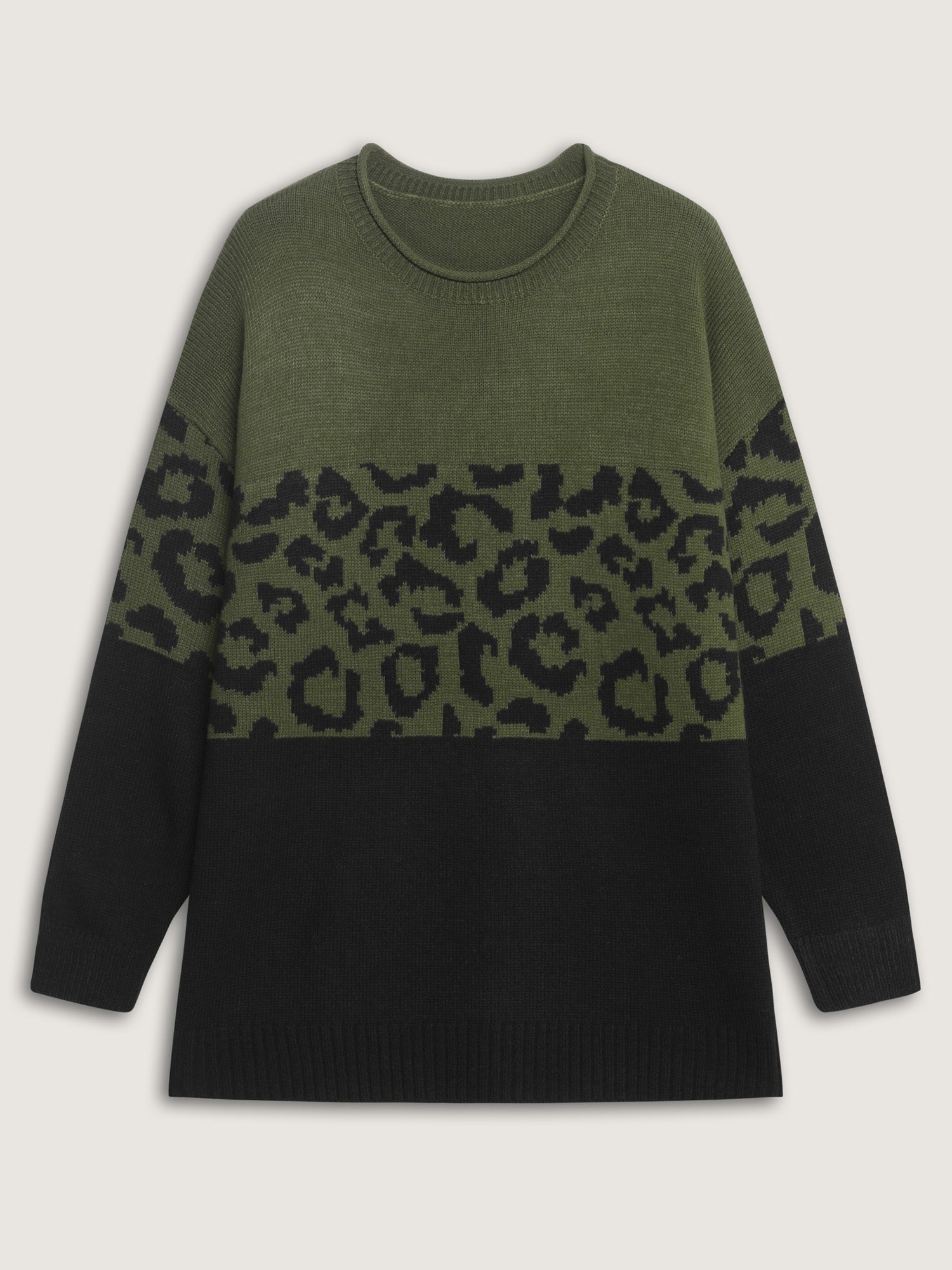 Leopard Print Color Contrast Pullover
