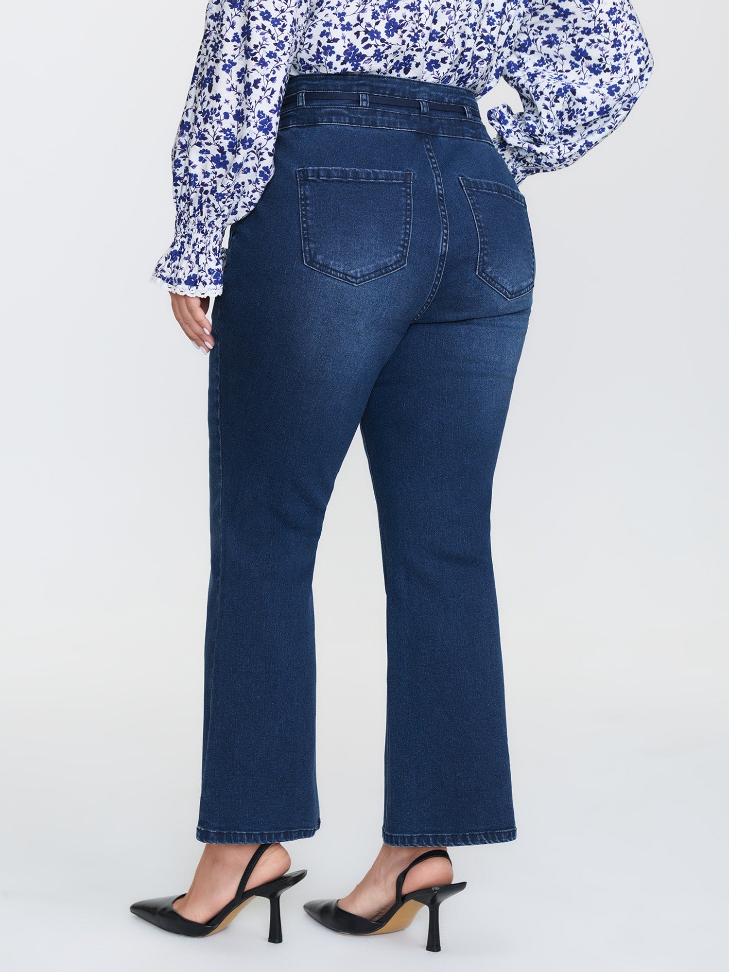 Seamed Drawstring Bootcut Jeans