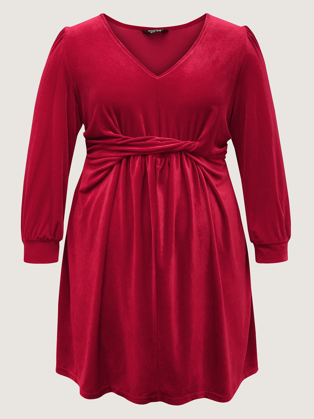 Velvet Twisted Waist Stretchy Knee-Length Dress