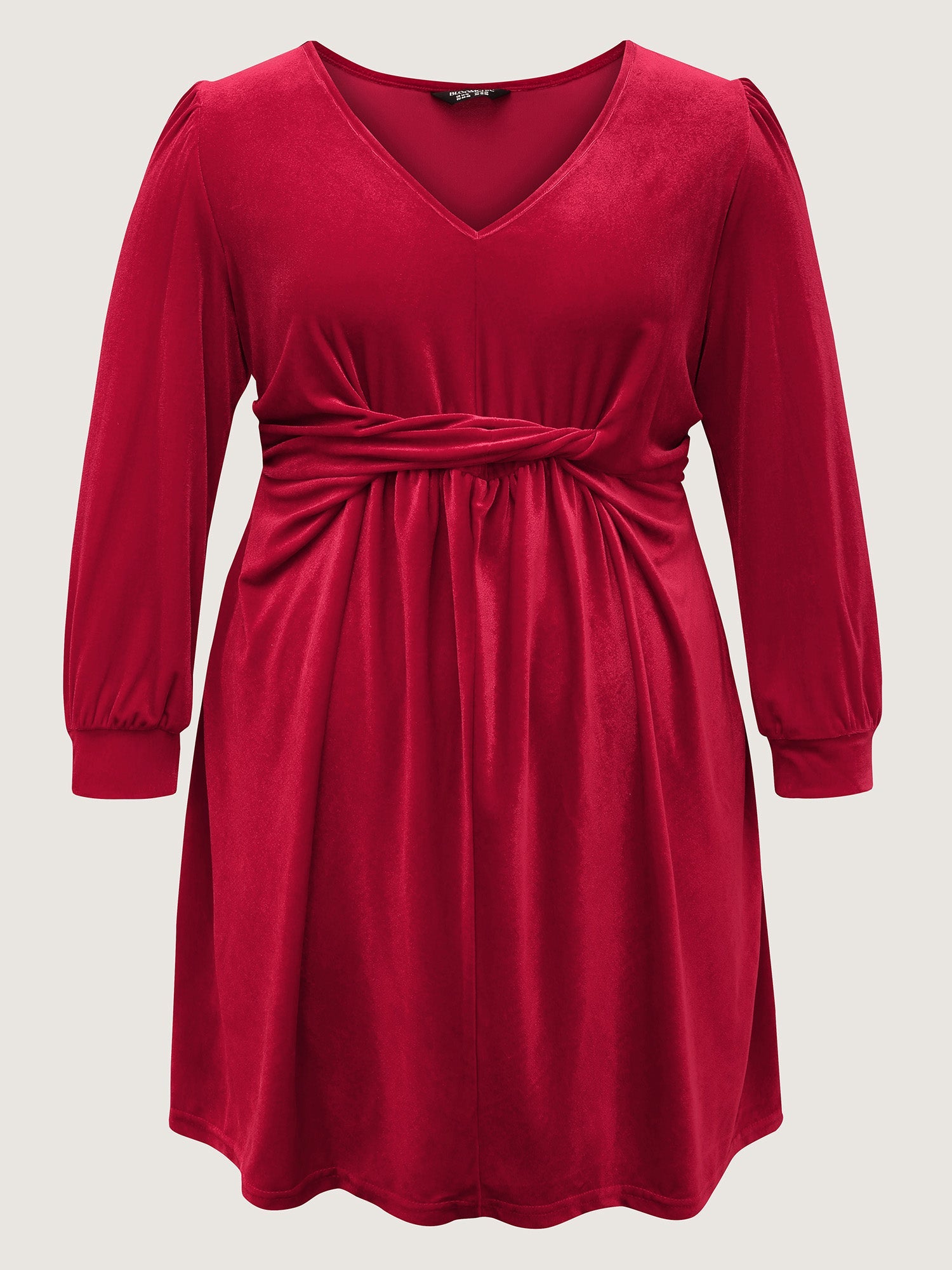 Velvet Twisted Waist Stretchy Knee-Length Dress