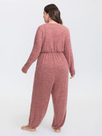 Elastic Waist Overlap Collar Lounge Jumpsuit