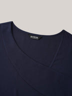 Sheer Sleeve Patchwork Asymmetrical Neckline Blouse