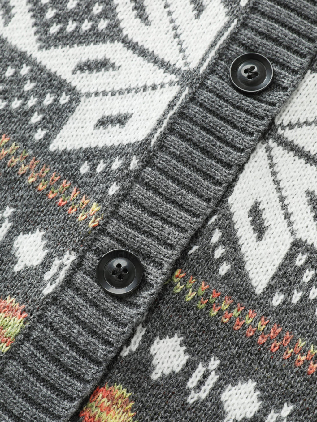 Fair-Isle Pattern Jacquard Knit Cardigan