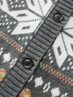 Fair-Isle Pattern Jacquard Knit Cardigan