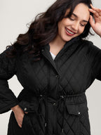 Drawstring Waist Pockets Quilted Jacket