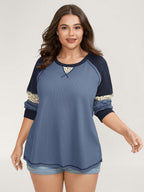 Color Contrast Waffle Knit T-Shirt