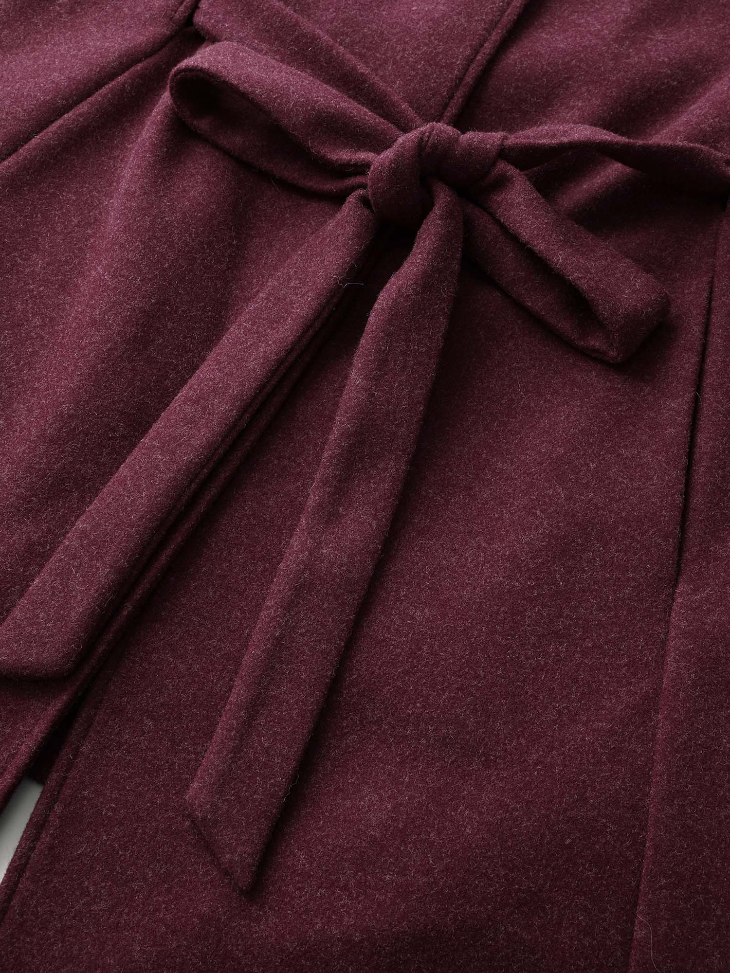 Detachable Fur Collar Waist-Tie Jacket