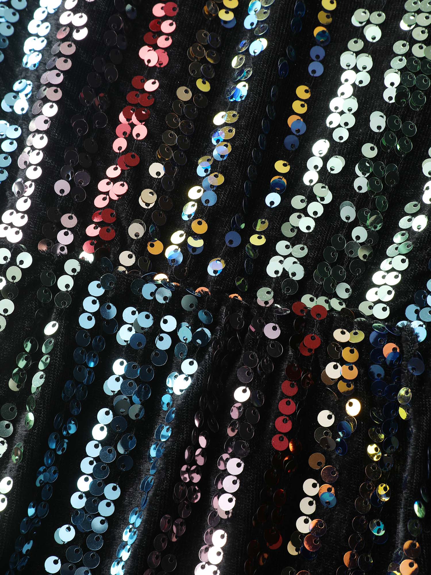 Shimmery Sequin Stripe Cinched-Waist Midi Dress