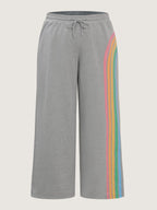 Rainbow Print Drawstring Wide-Leg Lounge Bottoms