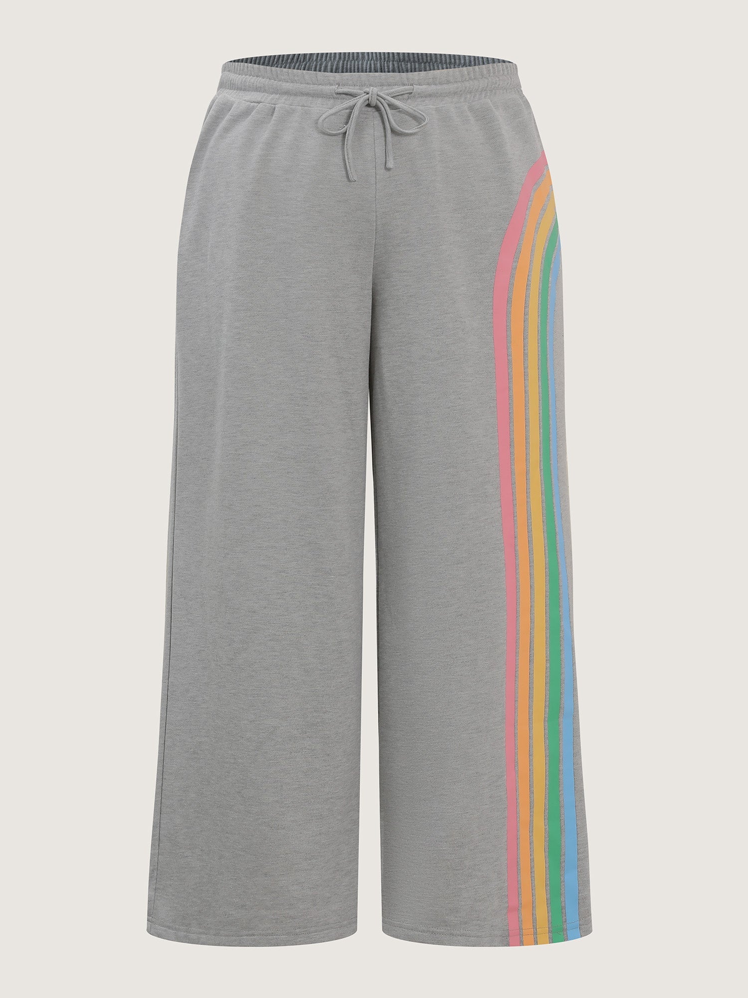 Rainbow Print Drawstring Wide-Leg Lounge Bottoms