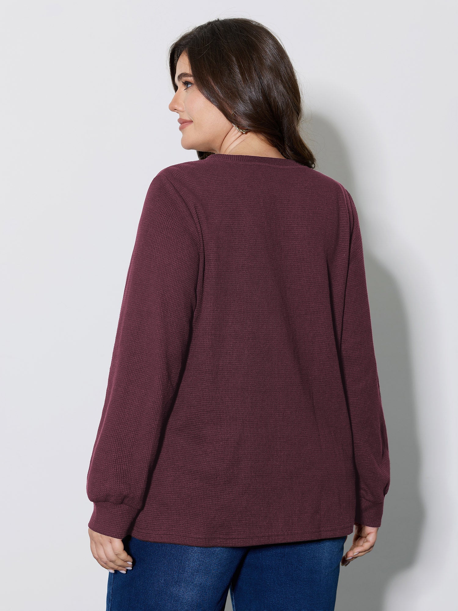 Holiday Elements Sequin Embroidery Textured Sweatshirt