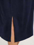 Stretchy Waist Pleated Midi Dress