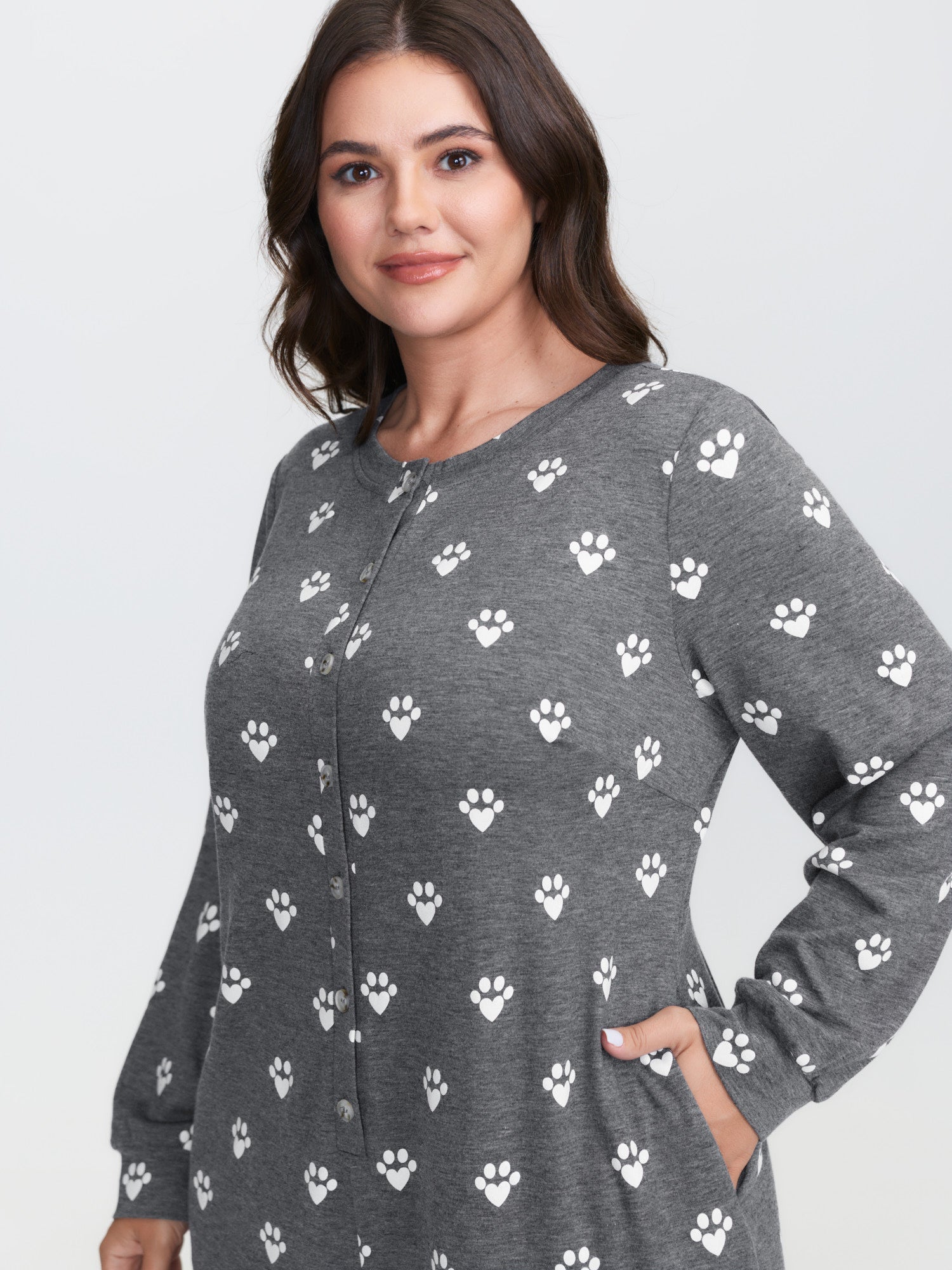 Paw Print Button Lounge Onesie
