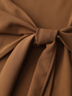 Wrap Tie Side Shirt Collar Blouse