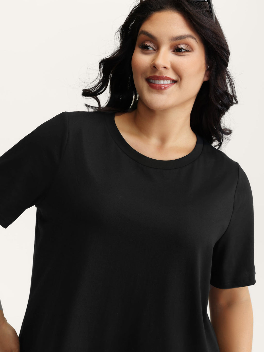 Stretchy Solid Crew Neck T-Shirt