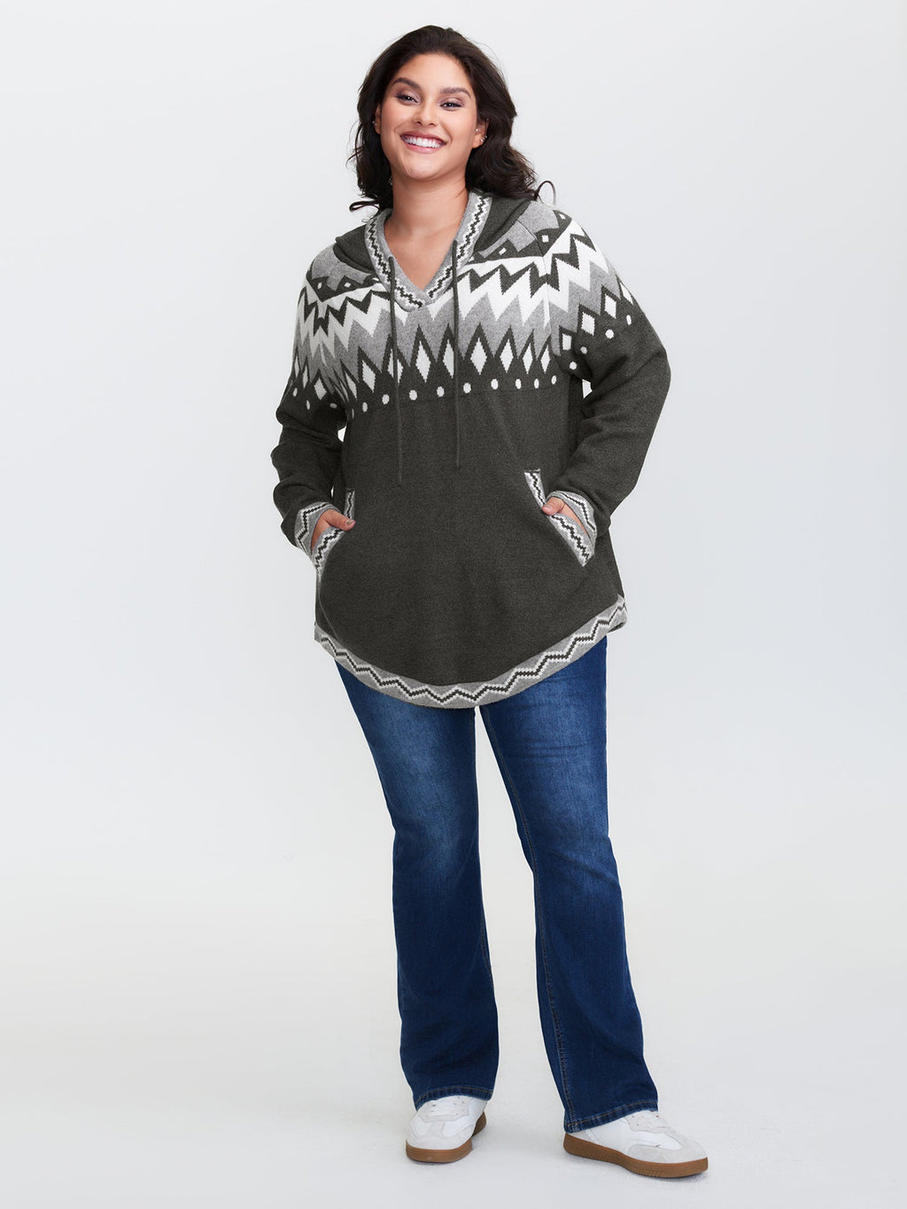 Supersoft Fair-Isle Super Stretchy Curvy Pullover