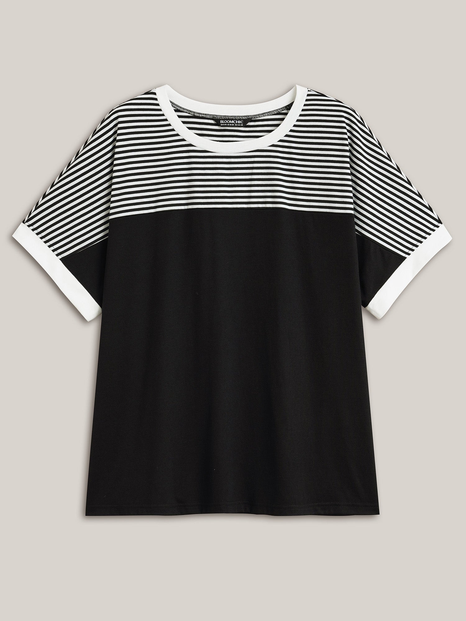 Solid and Striped Contrast Hem T-Shirt