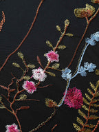 Floral Embroidery Belted Midi Dress