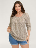 Textured Knit Pleated Neckline Top