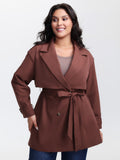 Button Belted Layered Trench Coat