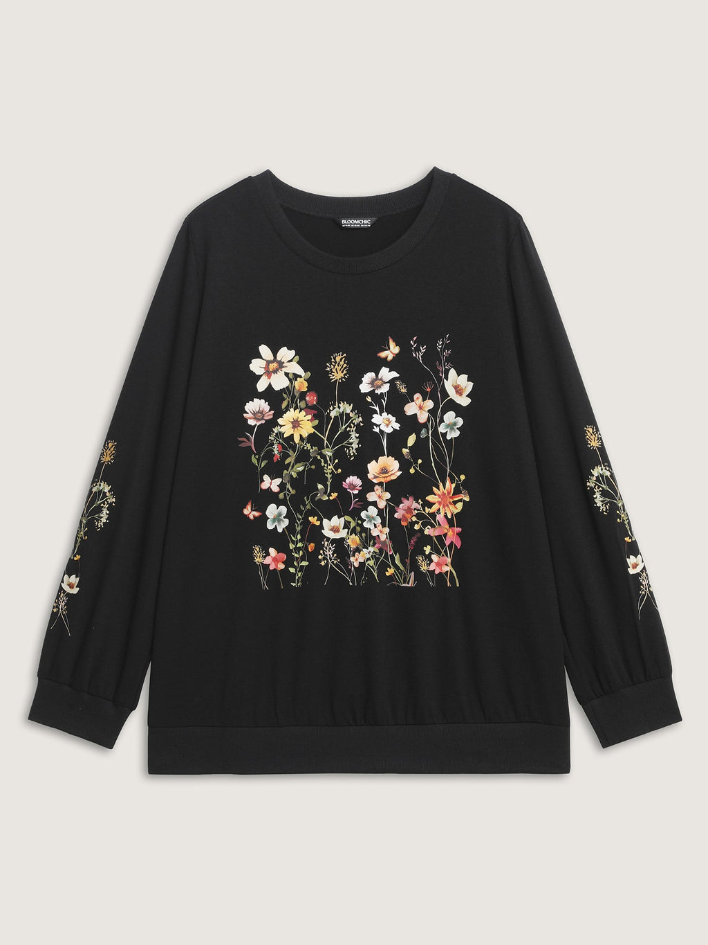 Floral Fun Stretchy Cuffs Sweatshirt