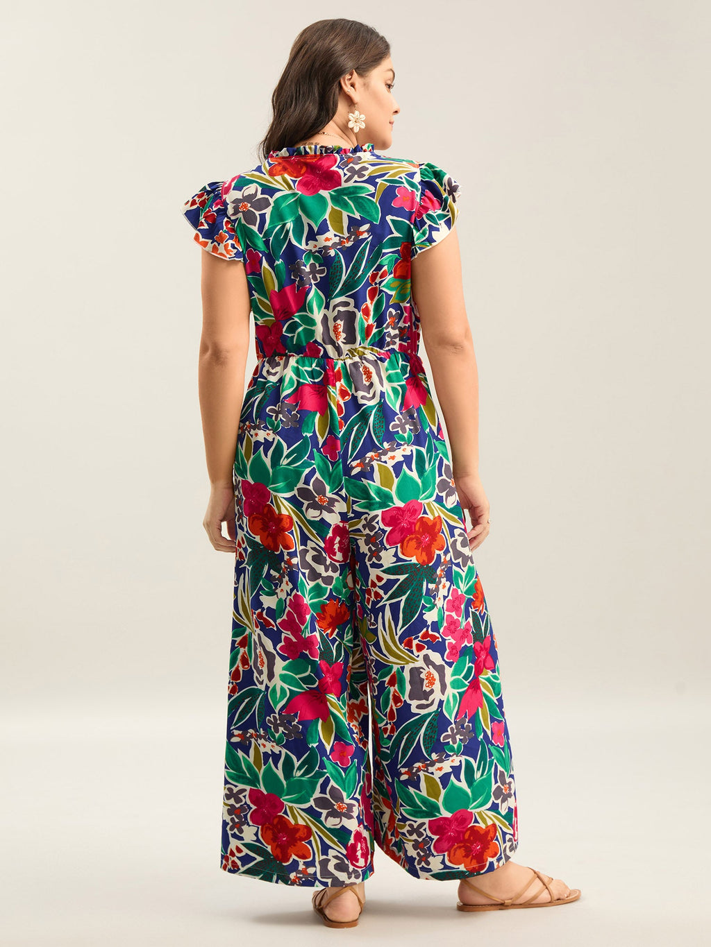 Sunkissed Floral Print Button Wide-Leg Jumpsuit