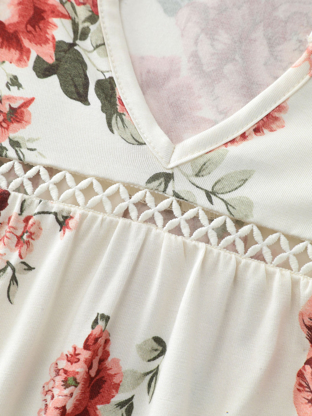 Supersoft Floral Lace Trim Knit Top