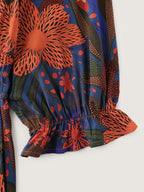 Colorful Floral Print Waistband Maxi Dress