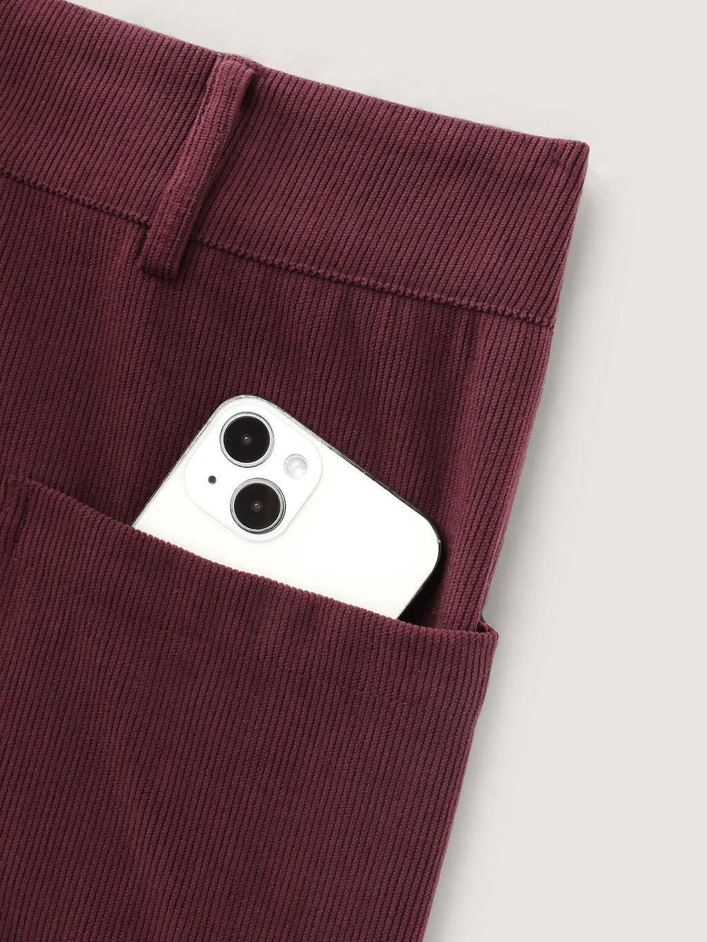 Corduroy Patch Pockets Ribbed Pants