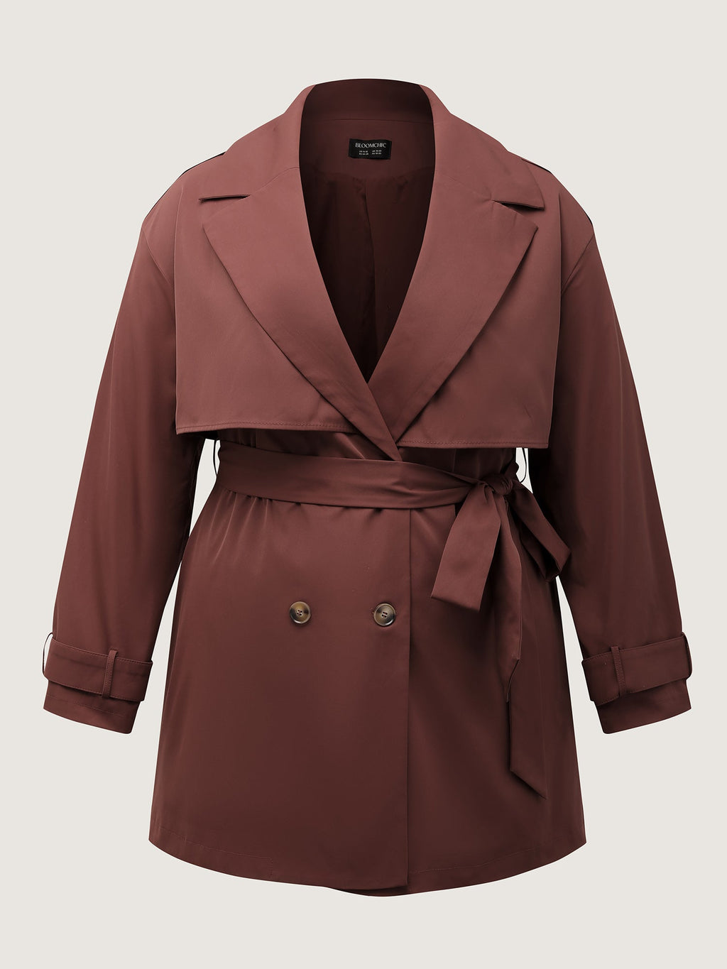 Button Belted Layered Trench Coat