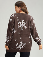 Anti-Pilling Snowflake Print Pullover