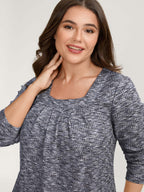 Textured Knit Pleated Neckline Top