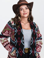 Fair-Isle Pattern Jacquard Fringes Knit Cardigan