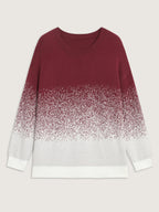 Jacquard Color Blend Ribbed Hem Pullover