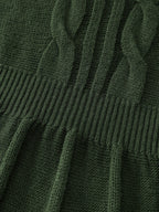 Scalloped V-Neck Fit and Flare Sweater Dress